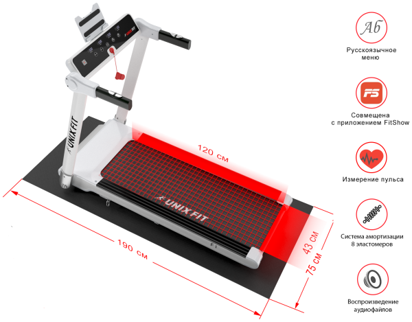 Беговая дорожка + набор для фитнеса UnixFit Hi-tech F1 Arctic Ice