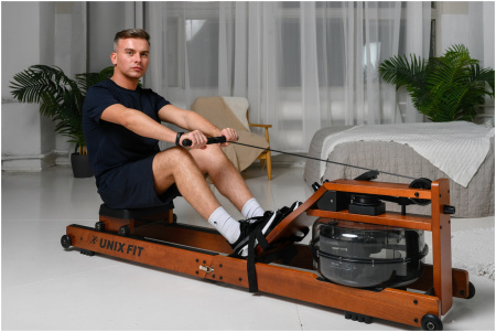 Гребной тренажер водный UnixFit Wood Rower