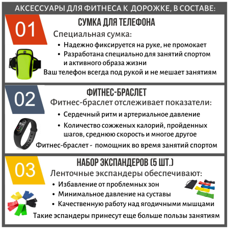 Беговая дорожка + набор для фитнеса UnixFit ST-630R White