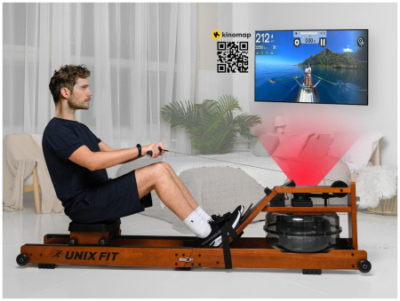 Гребной тренажер водный UnixFit Wood Rower