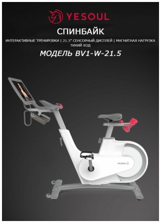 Велотренажер YESOUL BV1-W PLUS (белый)