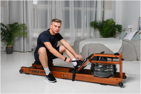 Гребной тренажер водный UnixFit Wood Rower