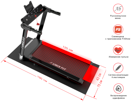 Беговая дорожка + набор для фитнеса UnixFit Hi-tech F1 Dark Storm